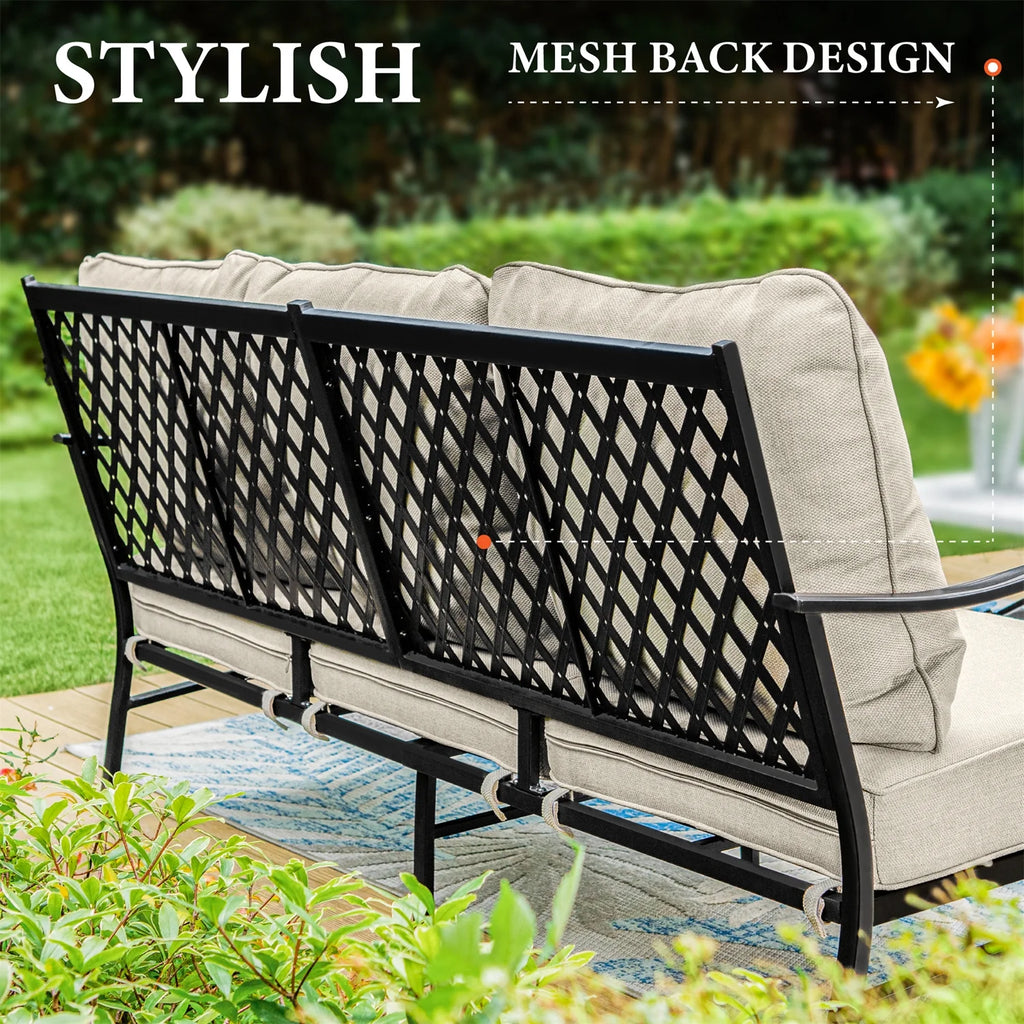 Beige 5-Seat Outdoor Patio Conversation Sofa Set W65008