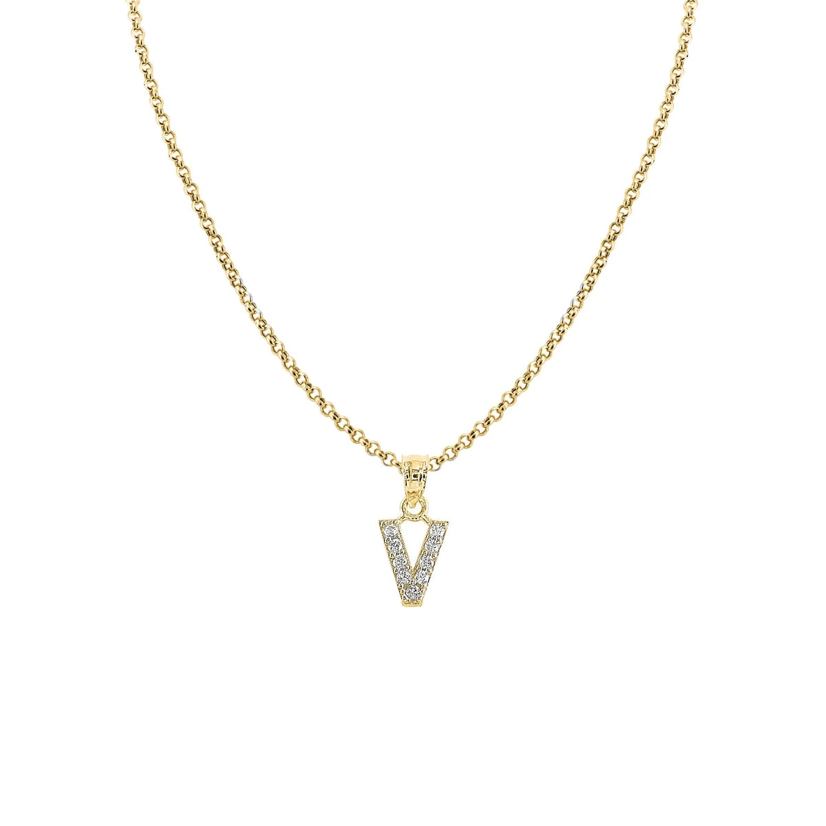 14K Yellow Gold Cubic Zirconia Initial Letter Pendant with 16" Chain Necklace Z668538