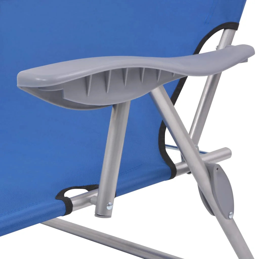 Steel Blue Sun Lounger with Canopy A3753
