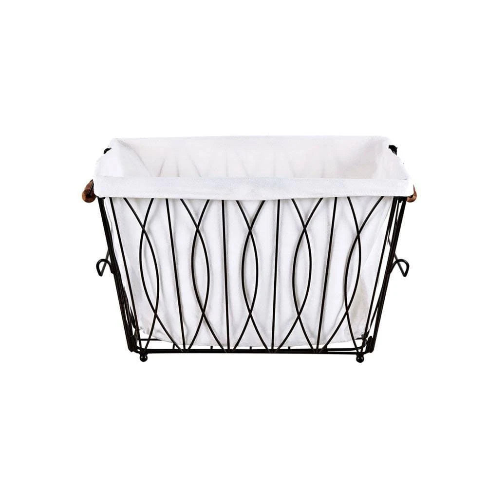 Black Collapsible Laundry Cart with Basket S4909