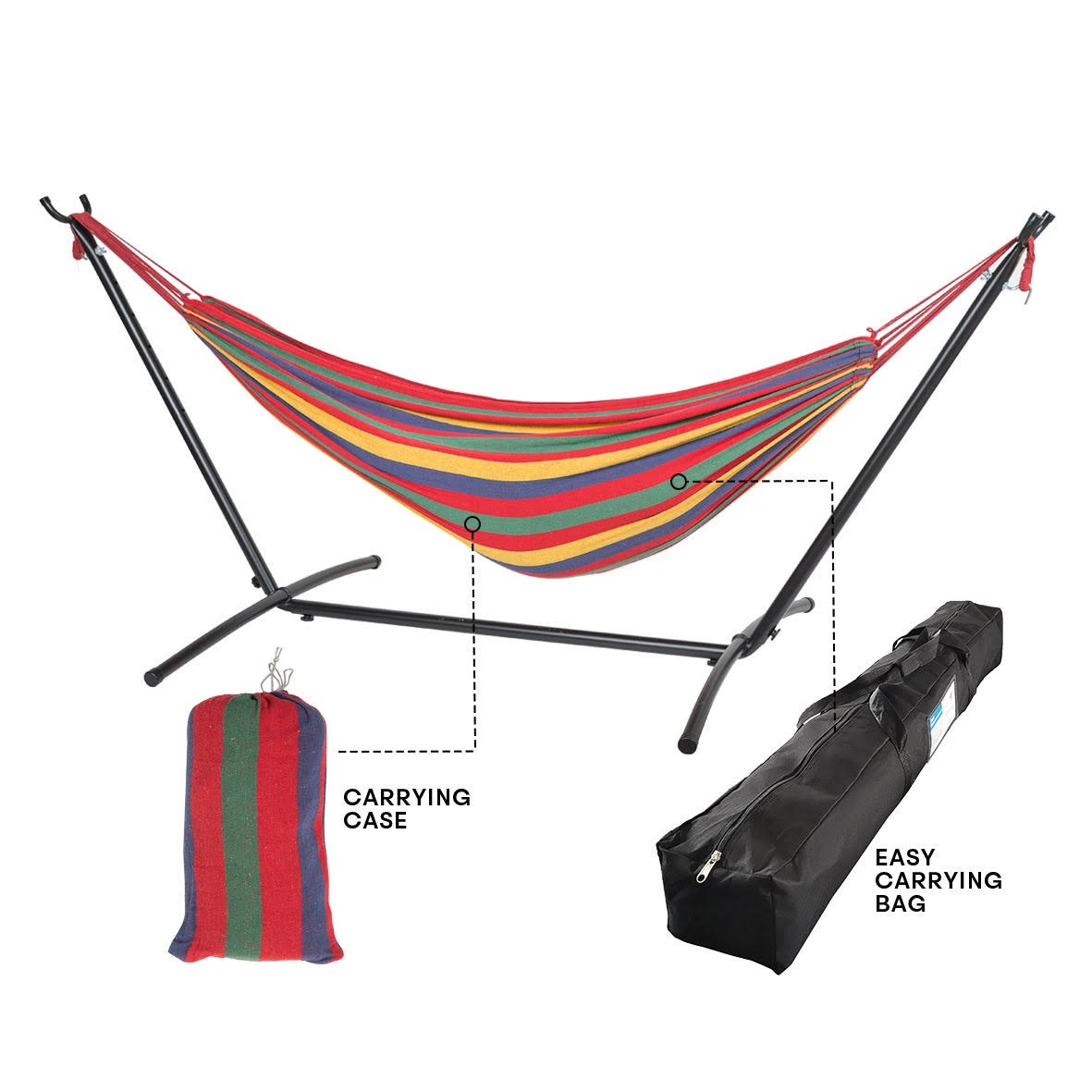 Freestanding Steel Double Hammock with Carry Bag F92729
