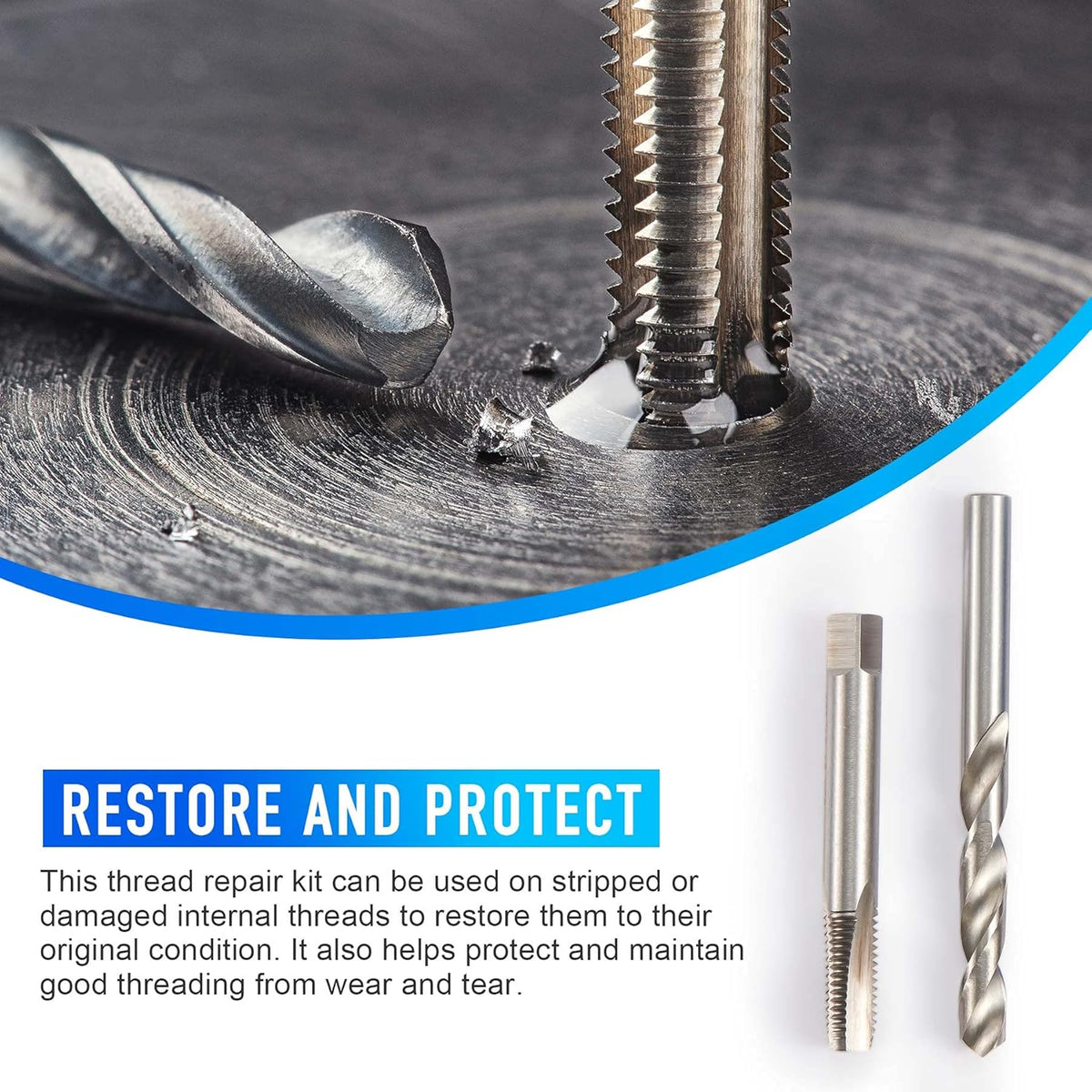131PC SAE Thread Repair Kit, HSS Drill Helicoil Kit Standard Q5298