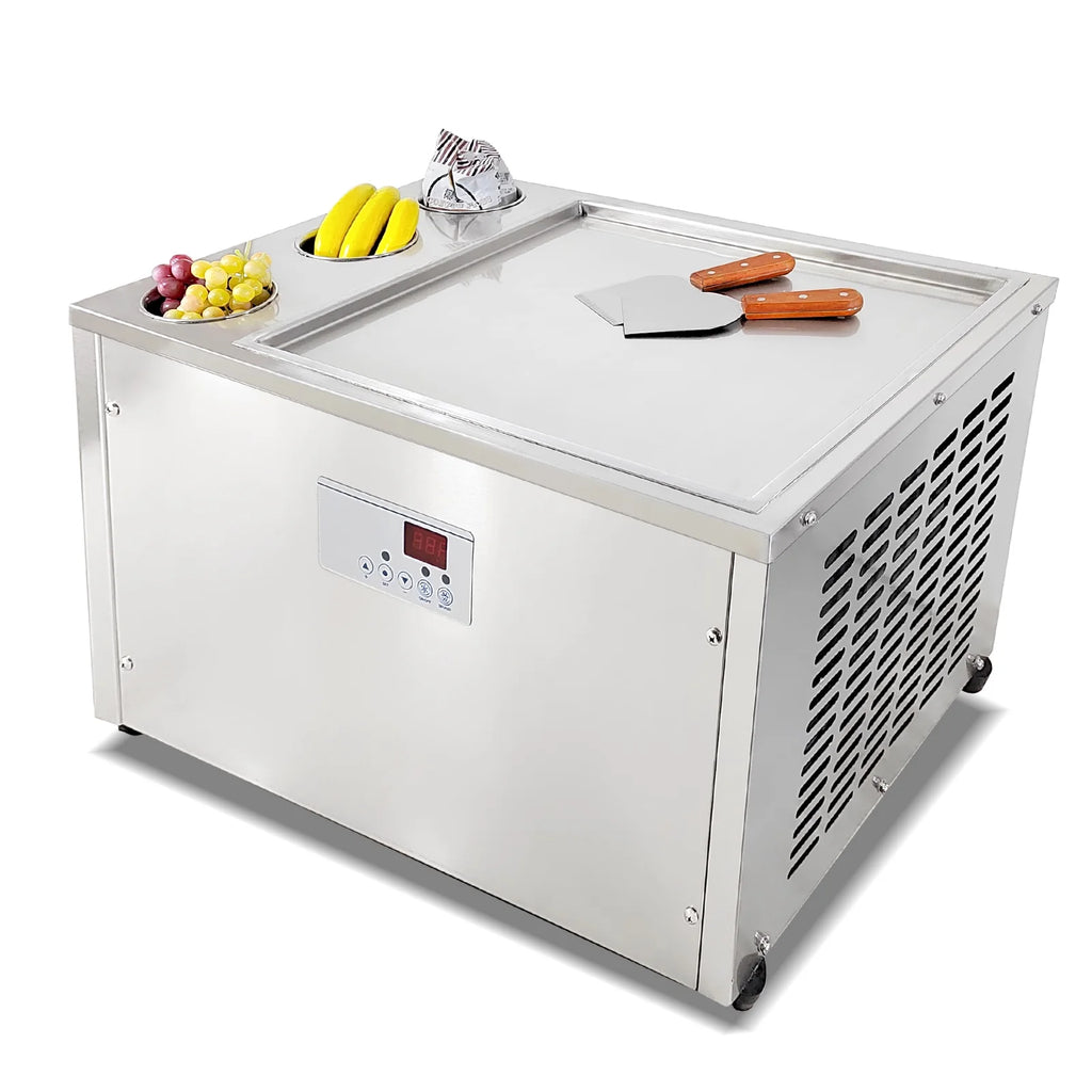 18"x18" Single Pan Roll Ice Cream Machine with 3 Buckets A766