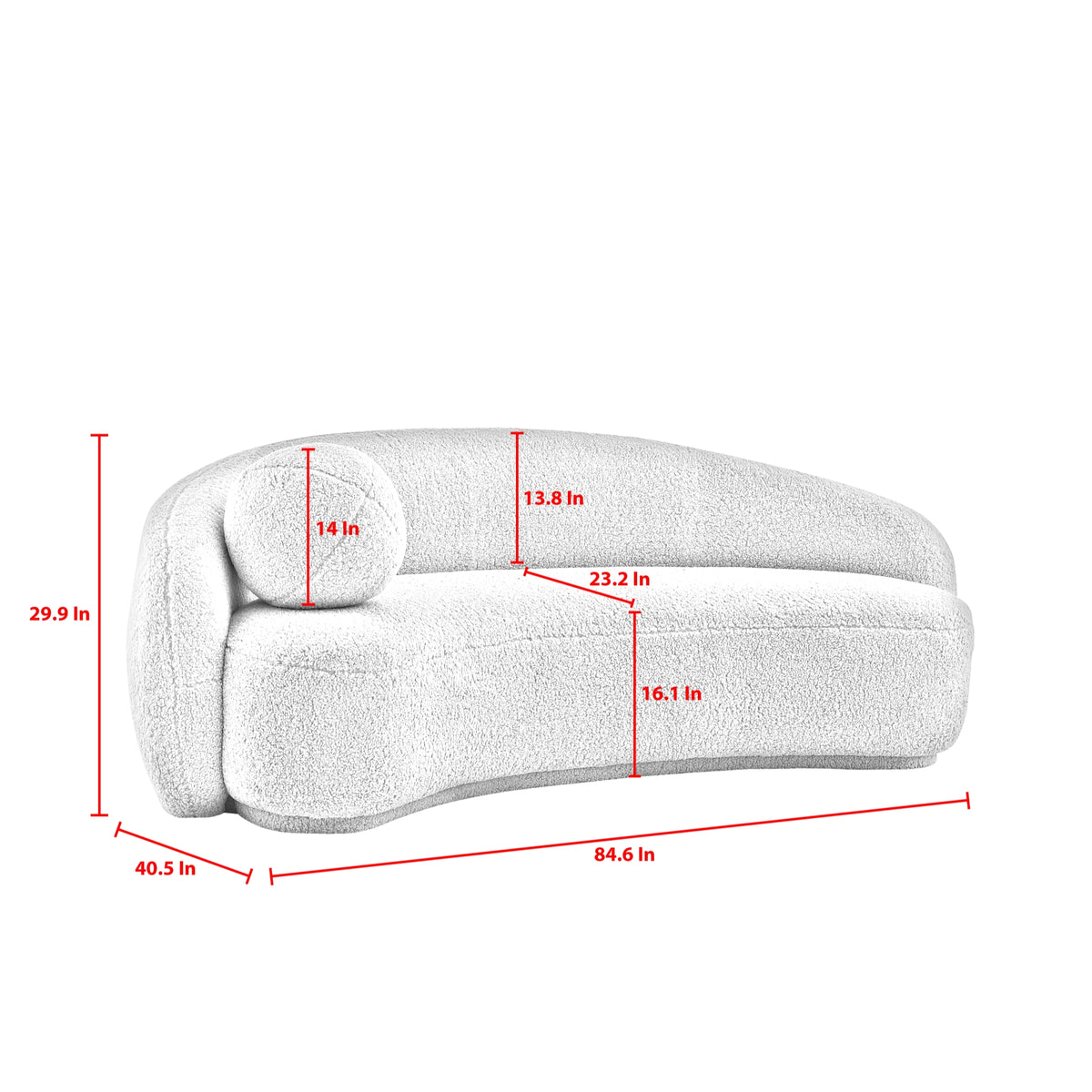 Grey Upholstered Sherpa Curve Back Sofa Z878427