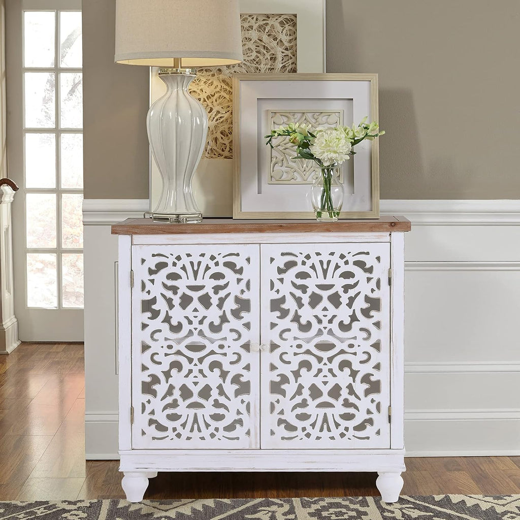 White Accent Cabinet with 2 Doors Storage Sideboard Buffet Cabinet N233