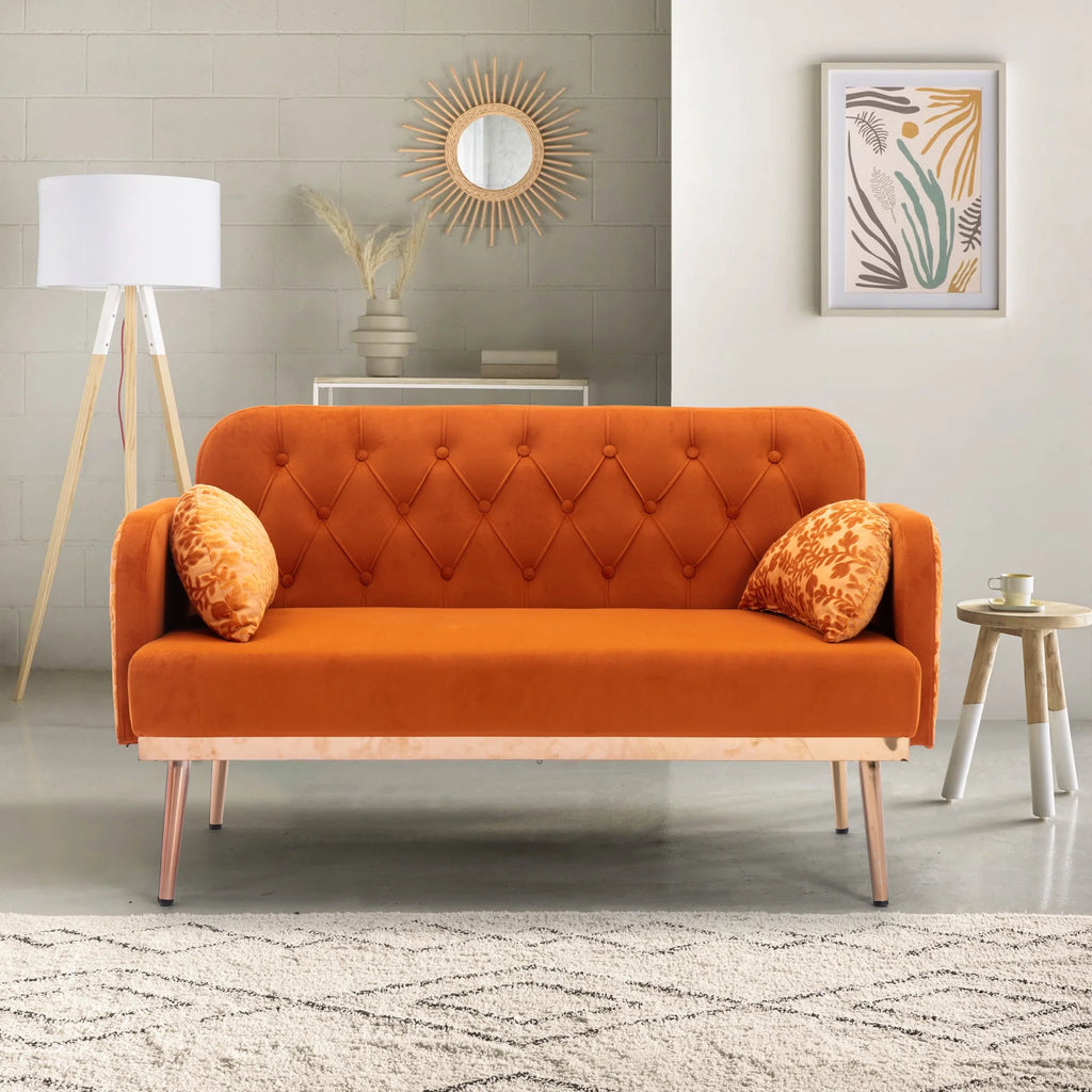 Velvet Accent Loveseat Sofa with Metal Feet K1104