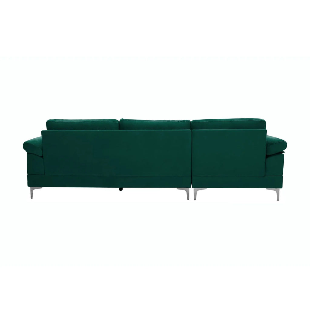 Large Green 3 Seats Velvet Sectional Sofa L-Shape Couch Q2637