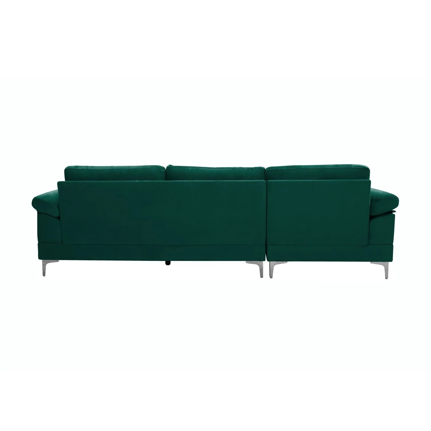 Large Green 3 Seats Velvet Sectional Sofa L-Shape Couch Q2637