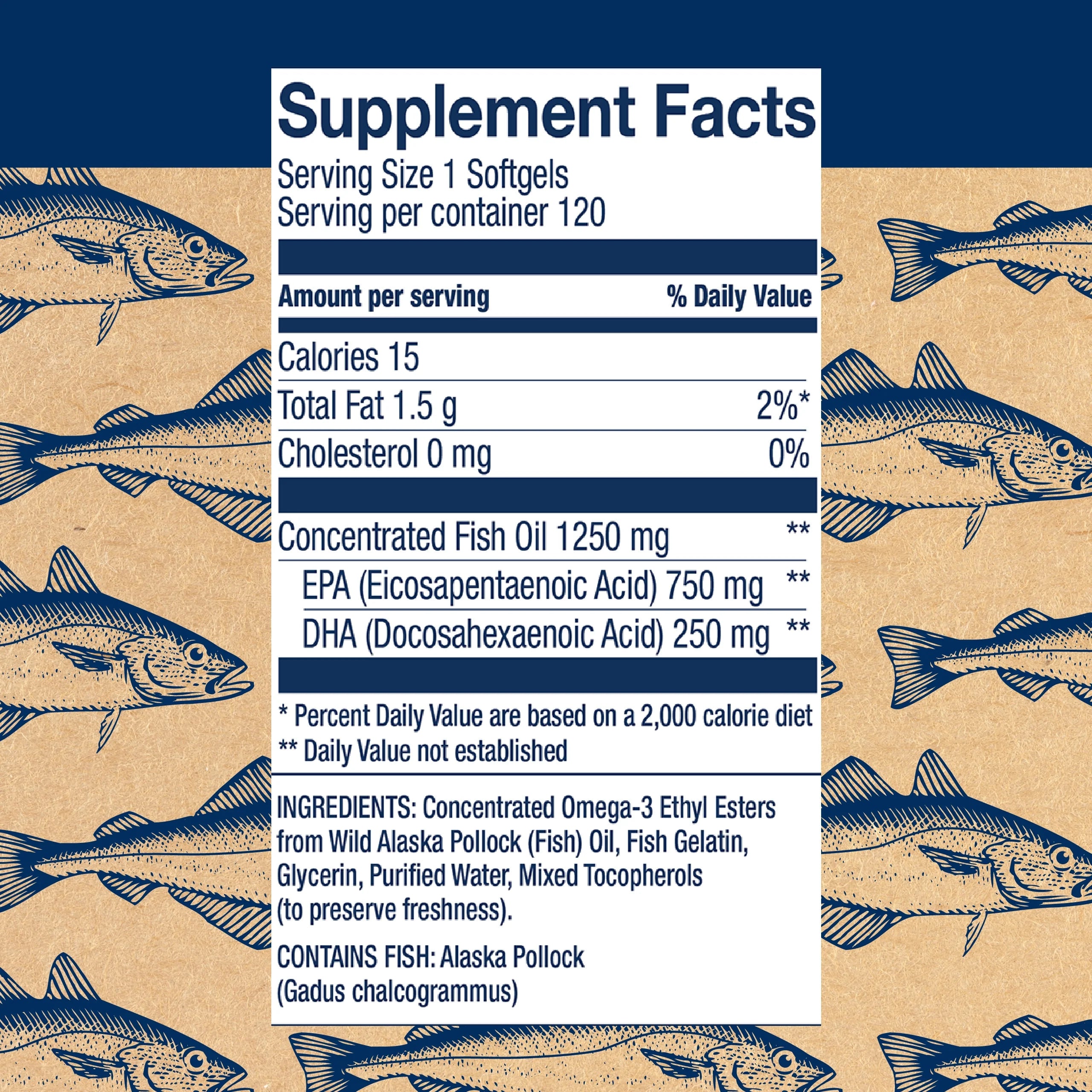 Fish Oil Peak EPA and DHA 1000mg 120 softgels S9804