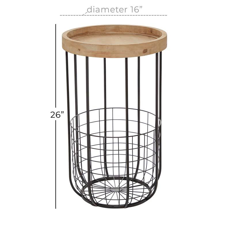 Black Industrial Metal Accent Table R53836