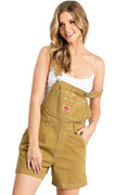 Mustard Twill Short Overalls F149