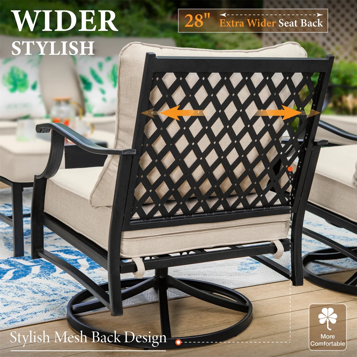 Beige 5-Seat Outdoor Patio Conversation Sofa Set W65008