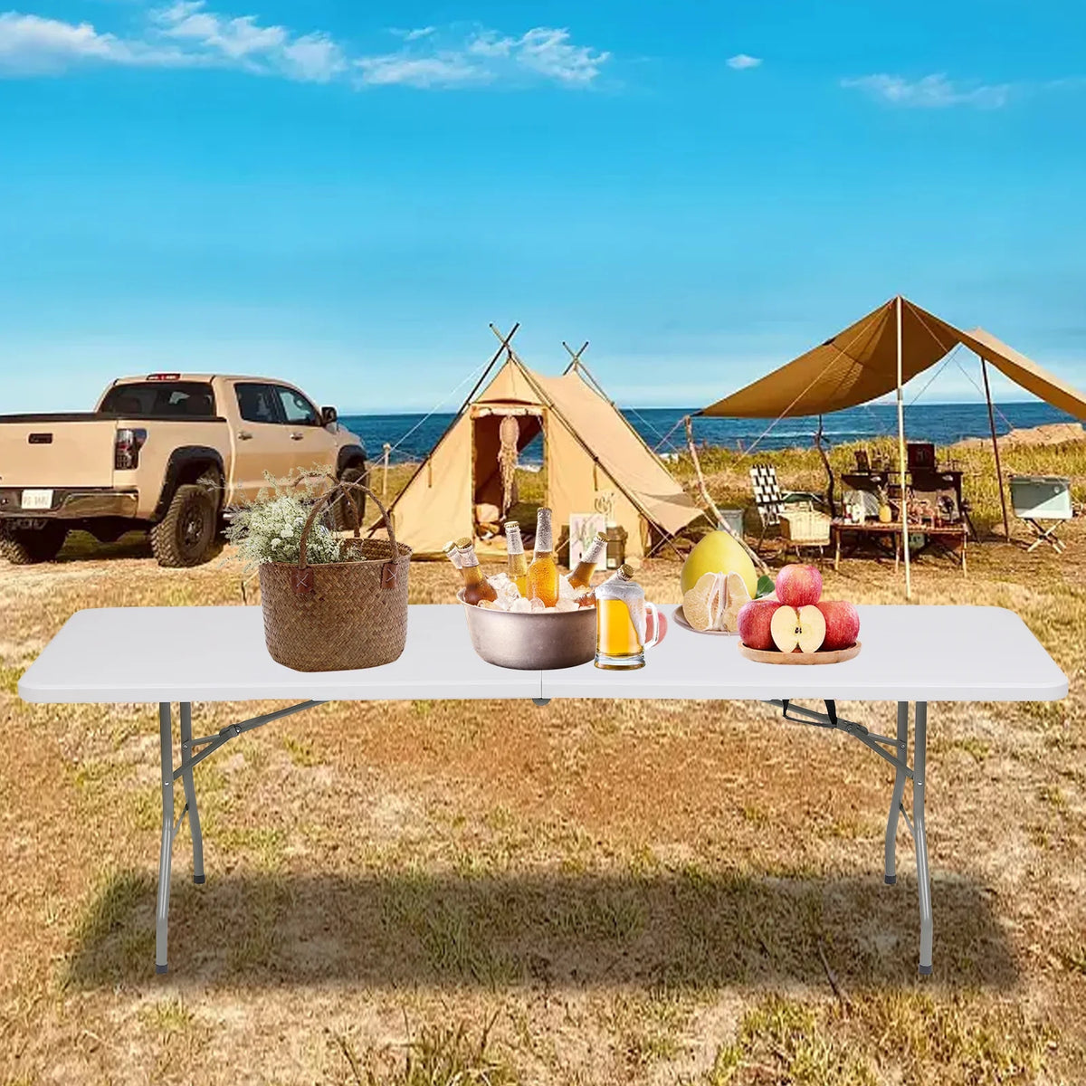 White 8ft Plastic Folding Table O656077