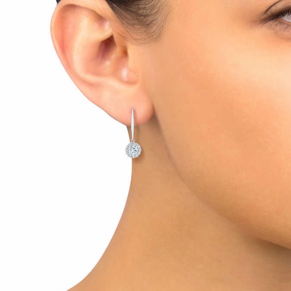 1 Ct TW Diamond Floral Stud Earrings in White Gold L829