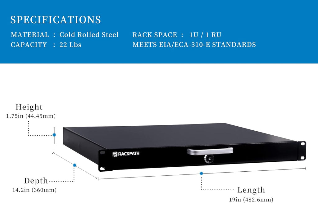 1U Rack Mount Drawer with Lock and Key Z110