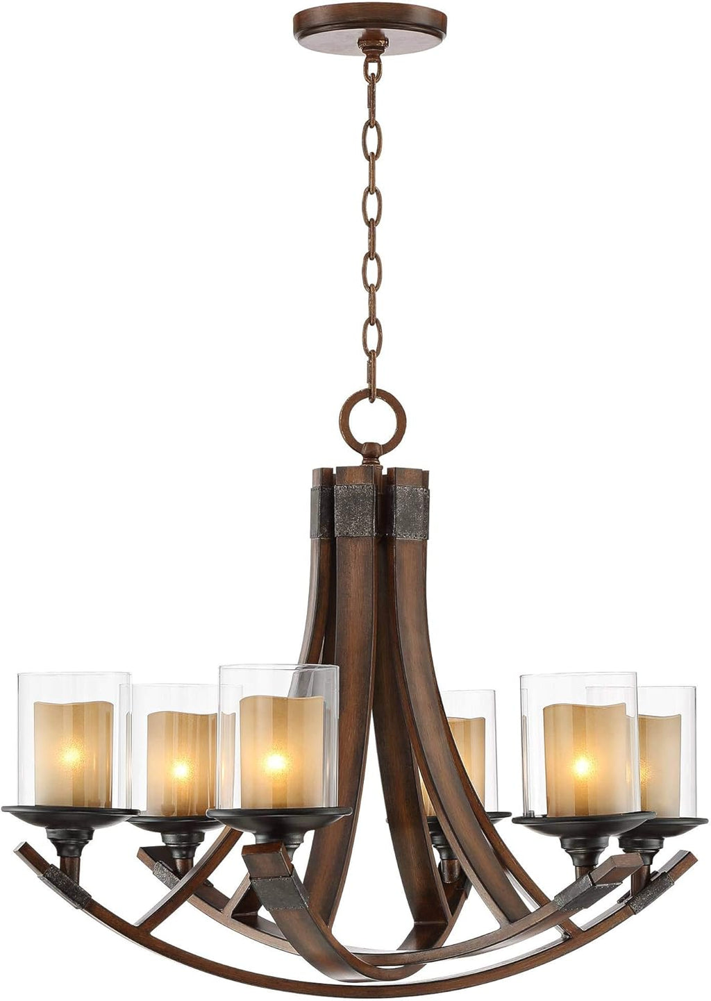 Mahogany Wood Chandelier 6-Light Fixture B20500