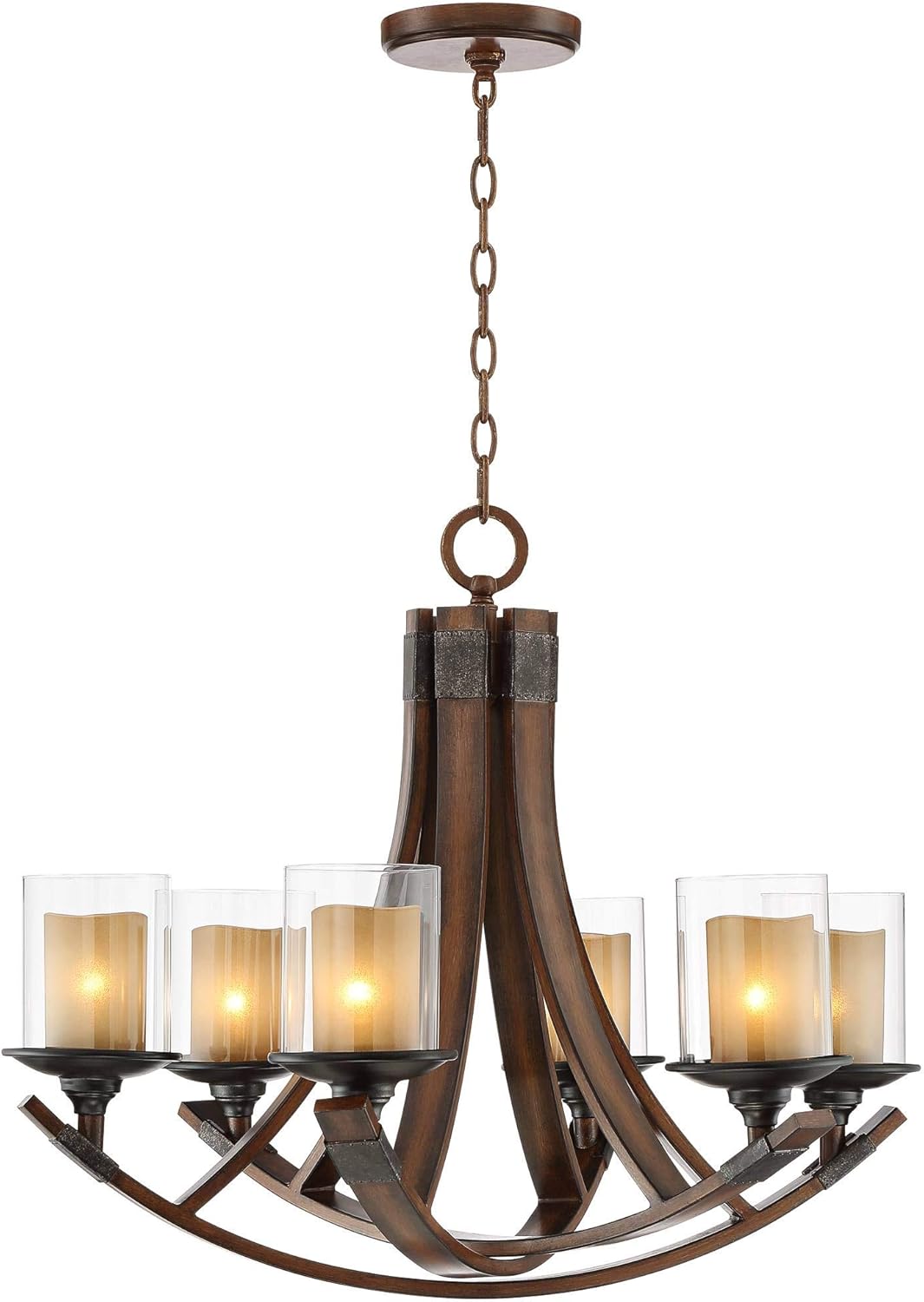 Mahogany Wood Chandelier 6-Light Fixture B20500