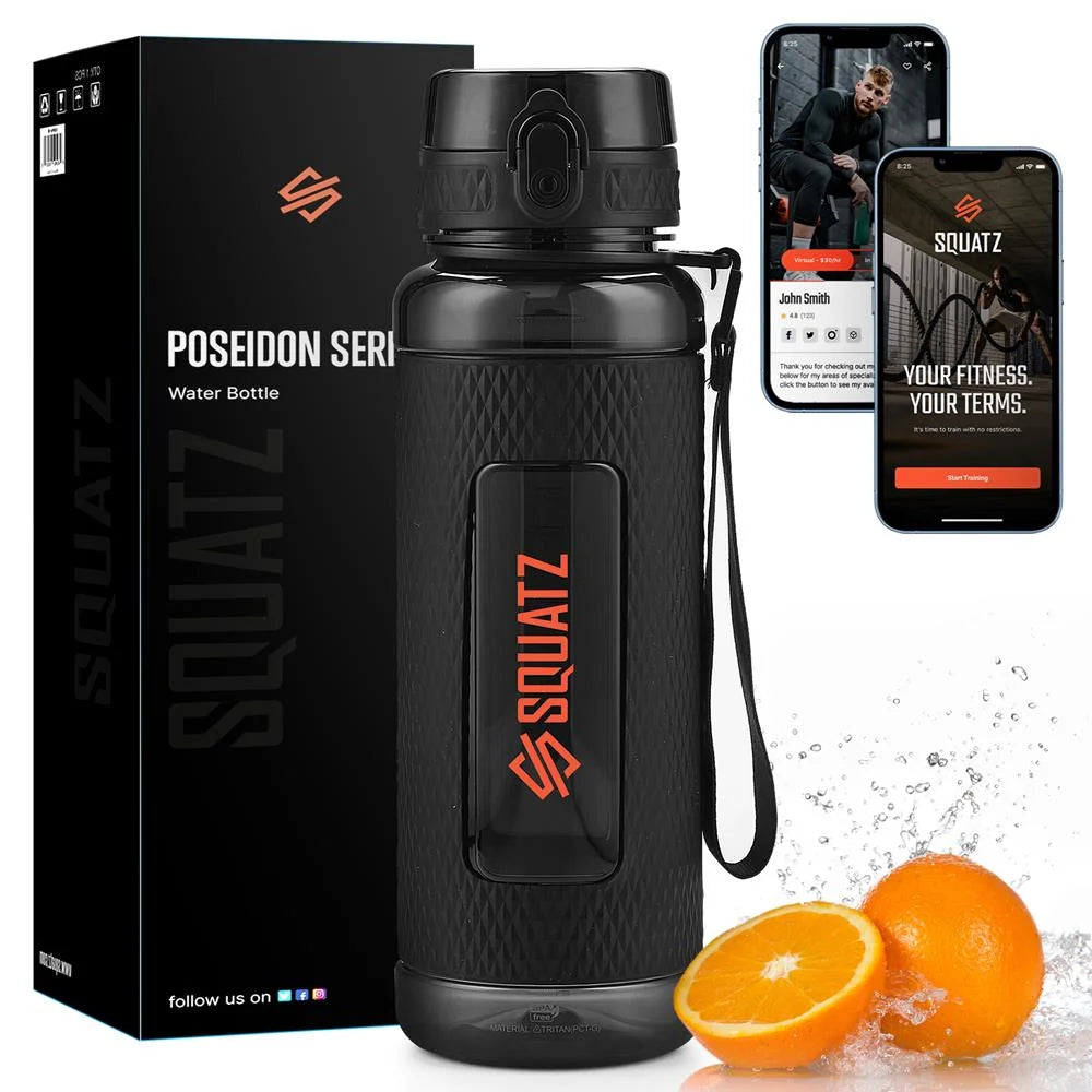 1100ml Sports Water Bottle with Strainer (Black) Y2963