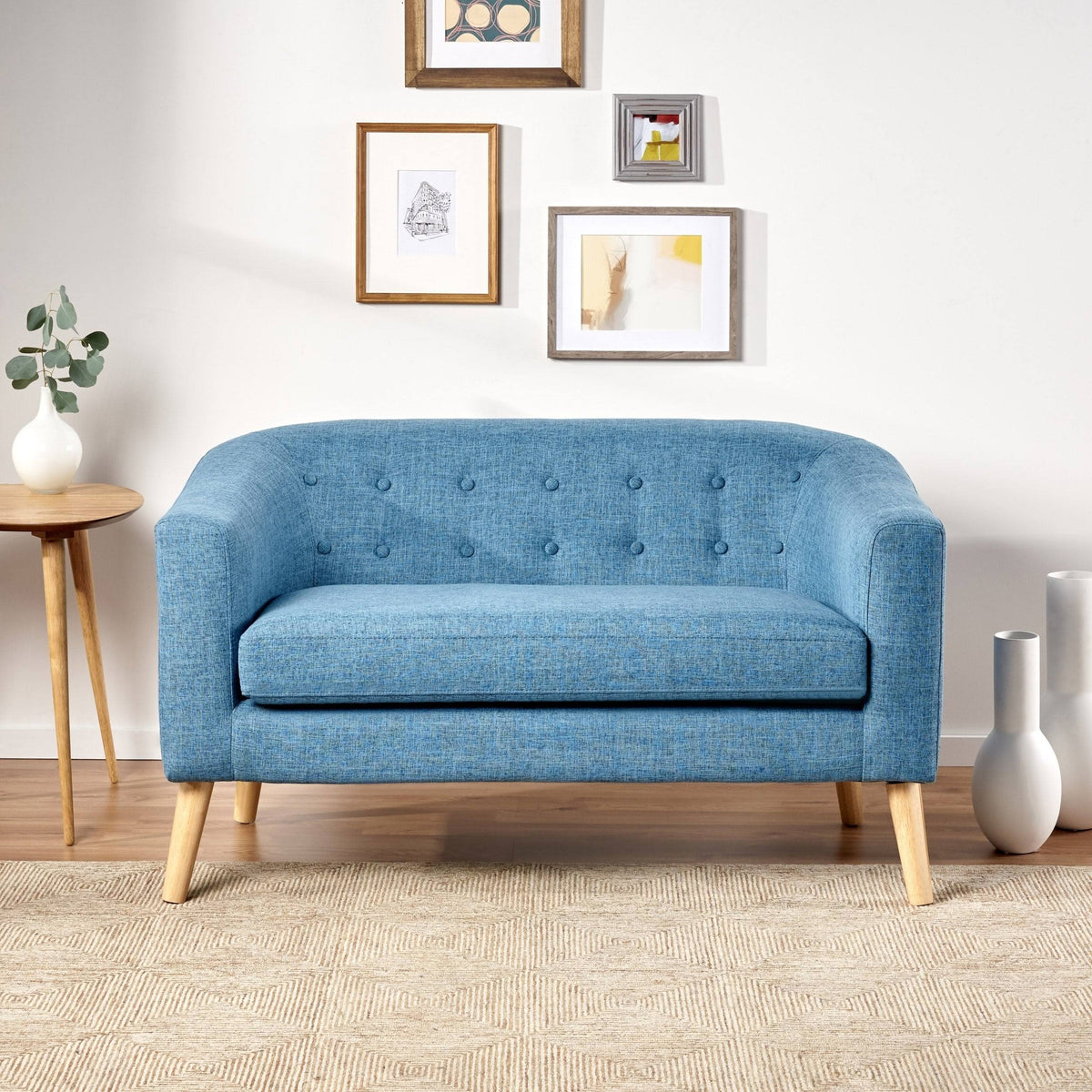 Muted Blue Mid-Century Loveseat K22232
