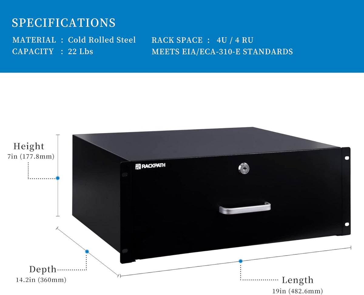 1U Rack Mount Drawer with Lock and Key Z110