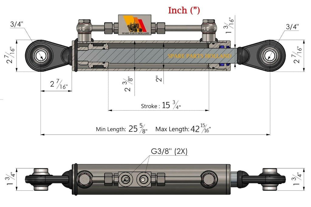 Hydraulic Top Link Cat. 1-1 with Locking Block P447391