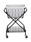 Black Collapsible Laundry Cart with Basket S4909