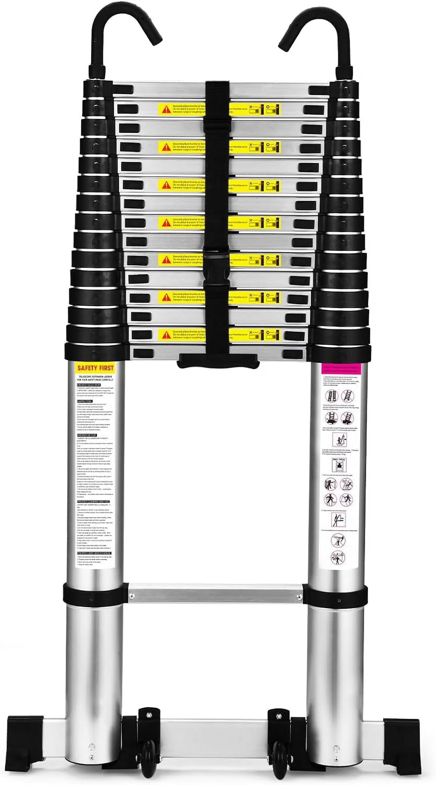 12.5 FT Aluminum Telescoping Ladder with Stabilizers V55279