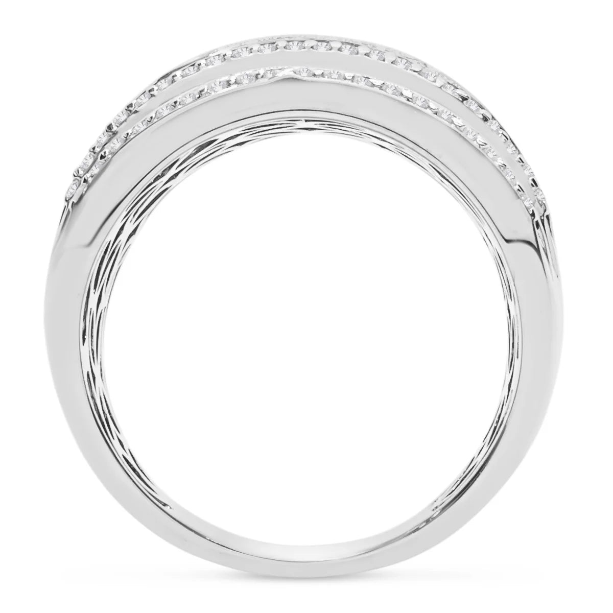 1 Carat Baguette and Round Colorless Diamond Band Ring In Sterling Silver S840690