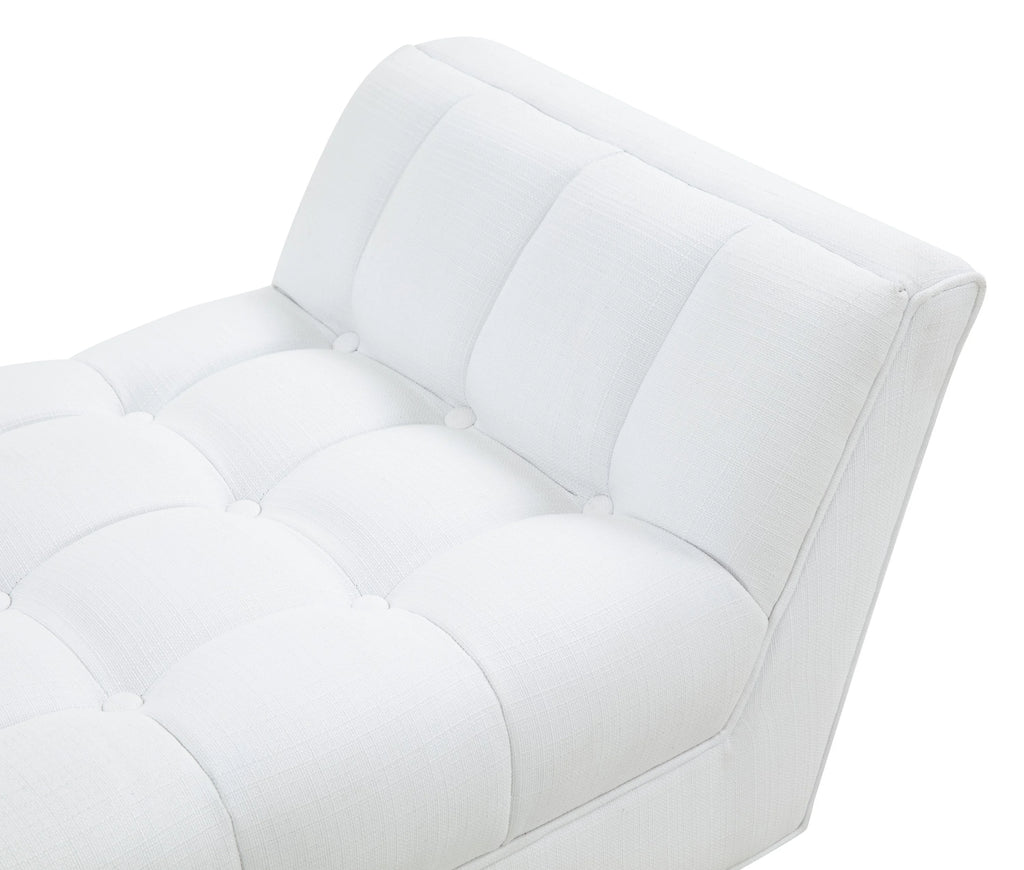 White Solid Tufted Linen Bench W7896