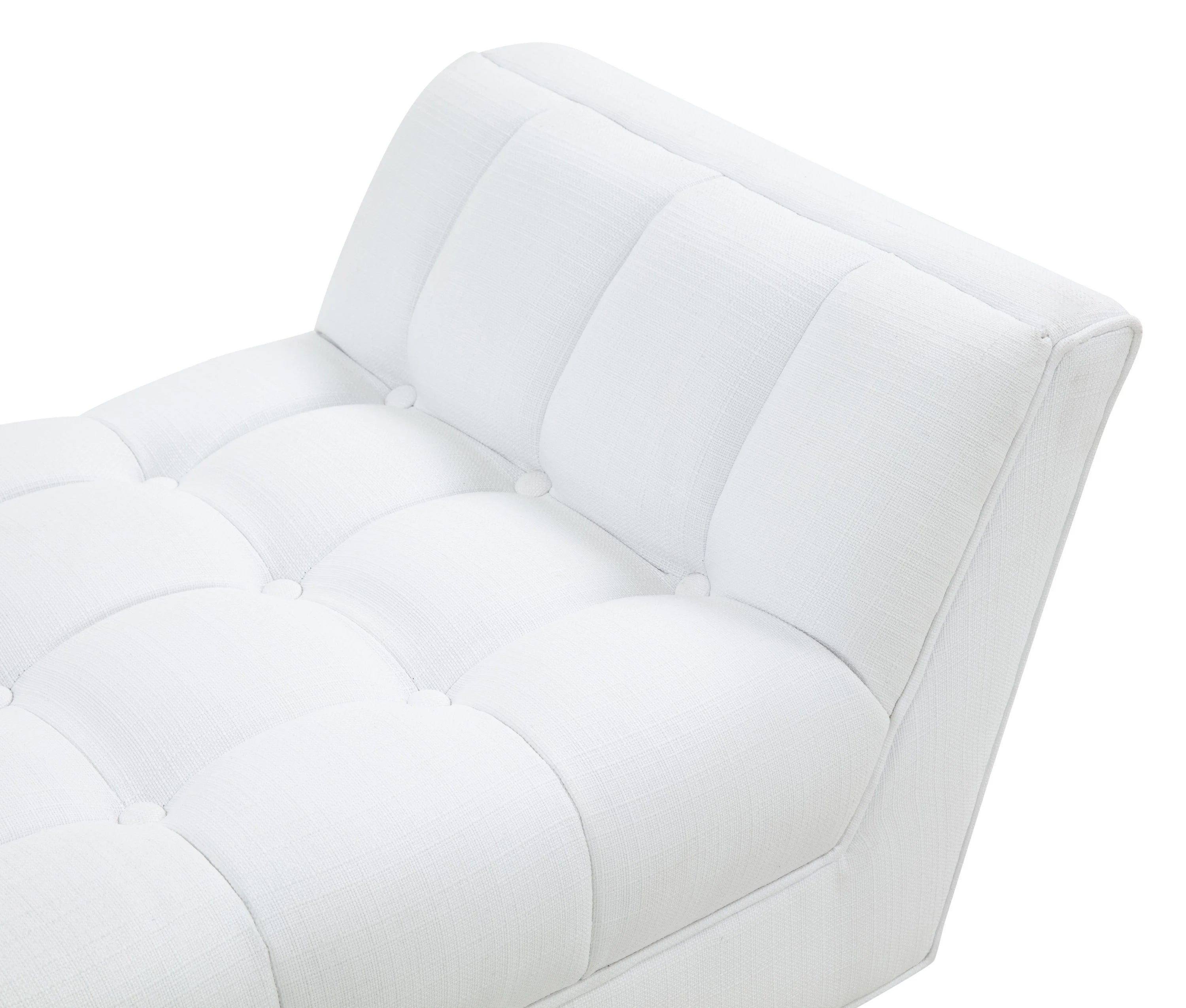White Solid Tufted Linen Bench W7896