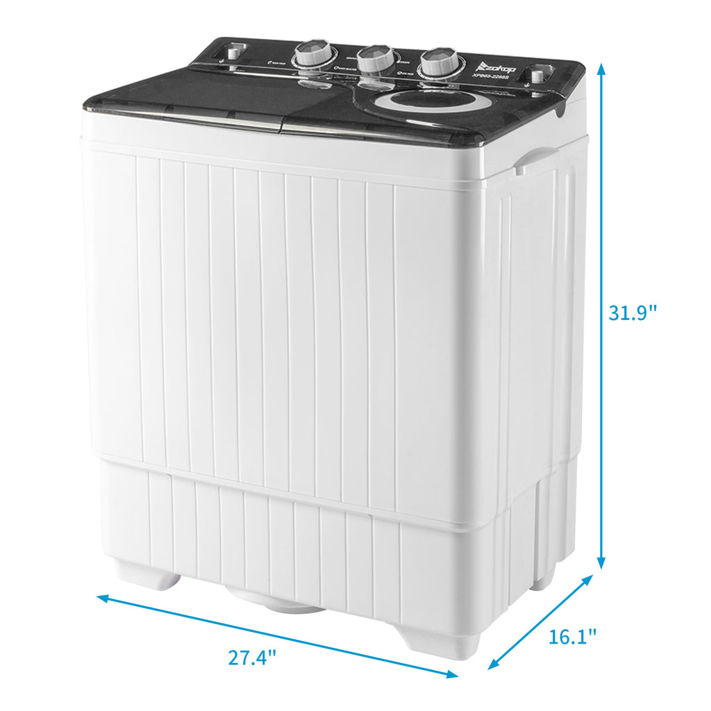 Semi-automatic Twin Tub Washing Machine with Built-in Drain Pump, White&Black W2356