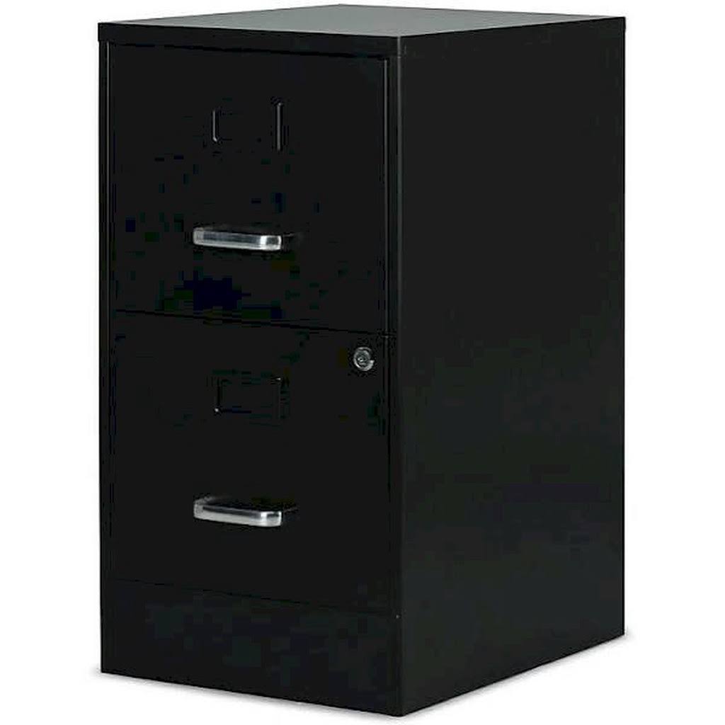 2-Drawer Vertical File Cabinet Locking Letter Black E7218