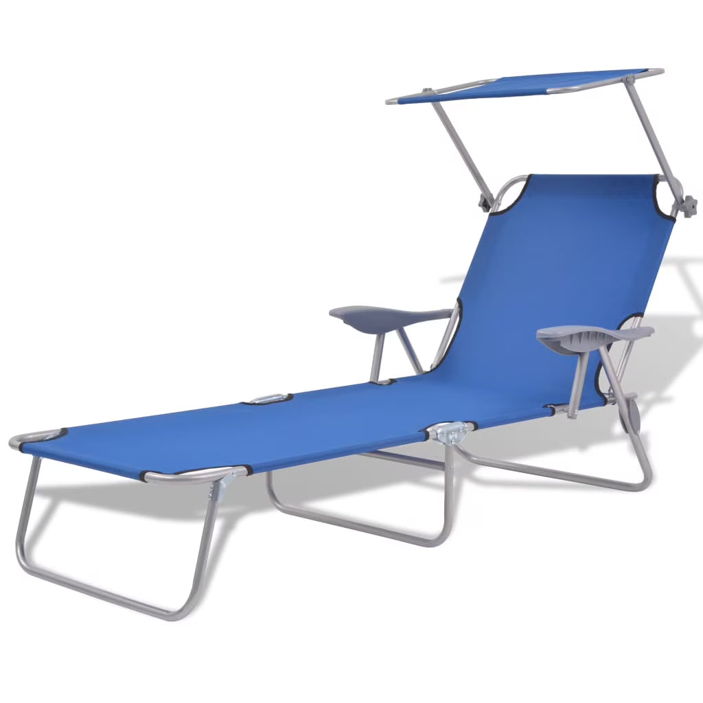 Steel Blue Sun Lounger with Canopy A3753