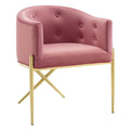 Pink Velvet Tufted Accent Dining Arm Chair M366