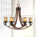 Mahogany Wood Chandelier 6-Light Fixture B20500