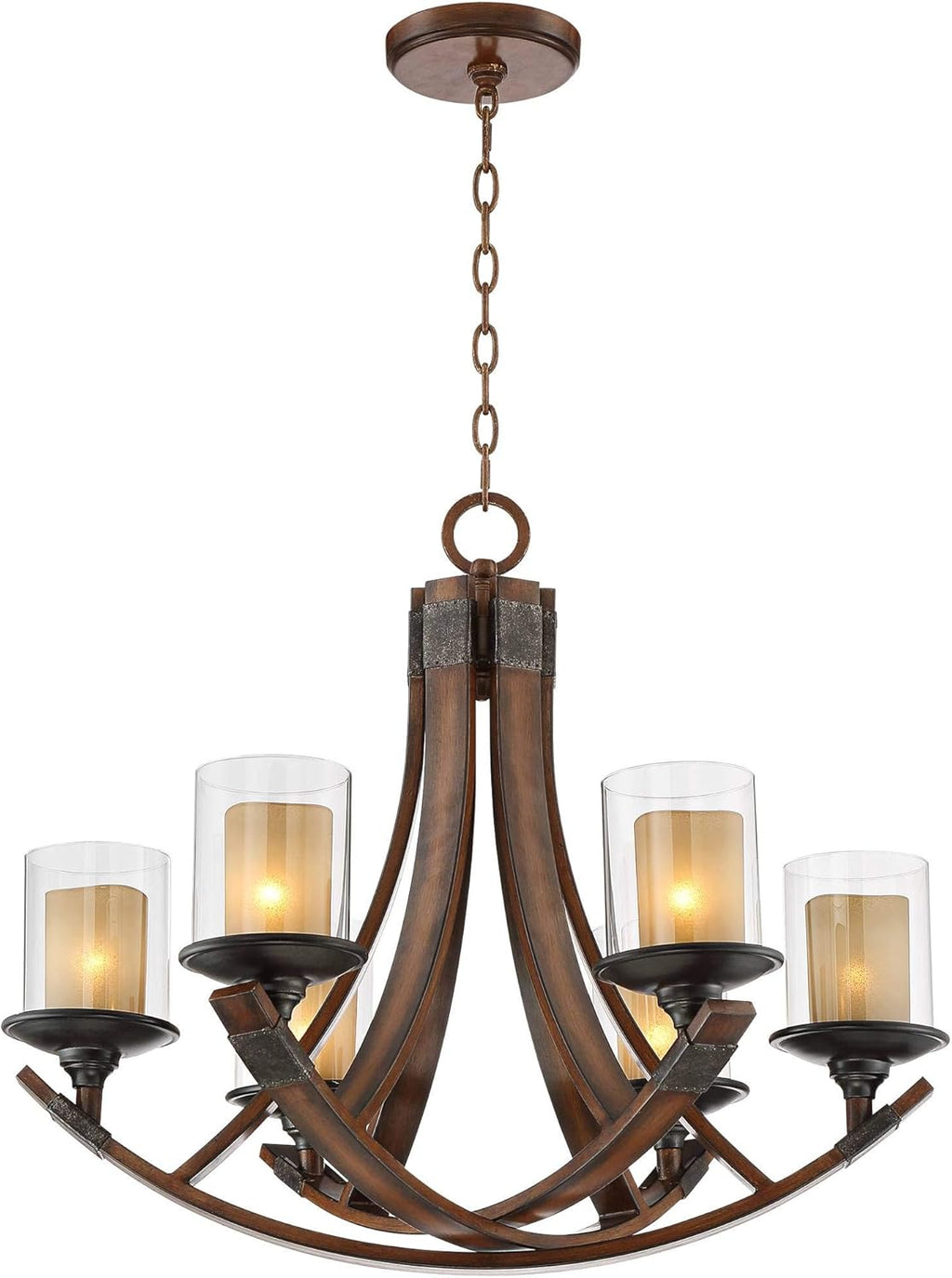 Mahogany Wood Chandelier 6-Light Fixture B20500
