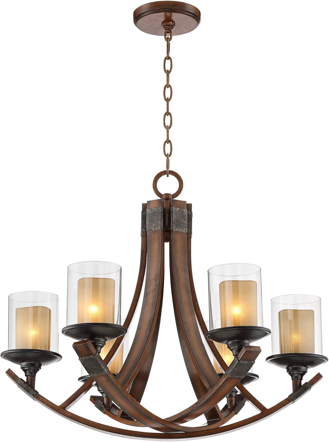Mahogany Wood Chandelier 6-Light Fixture B20500