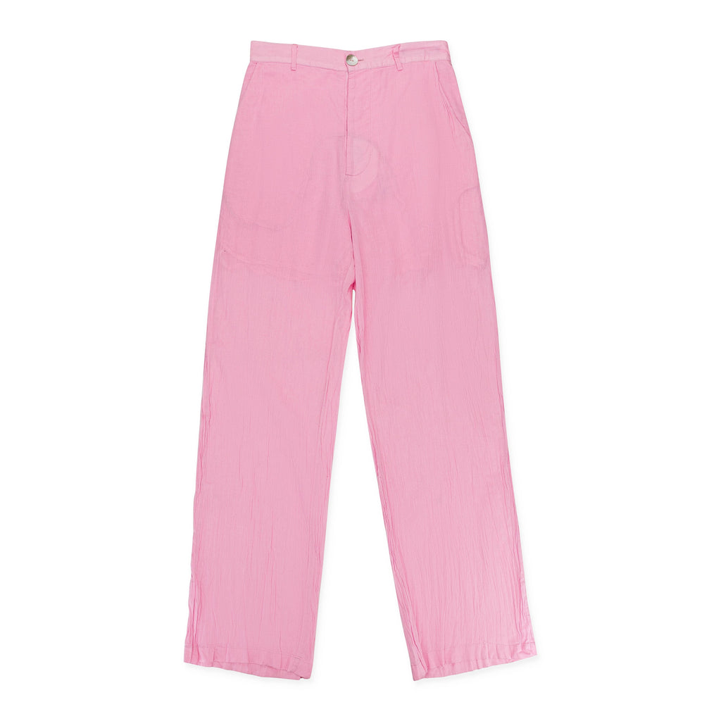 DYED AND BLEACHED MUSLIN PINK STRAIGHT PANTS