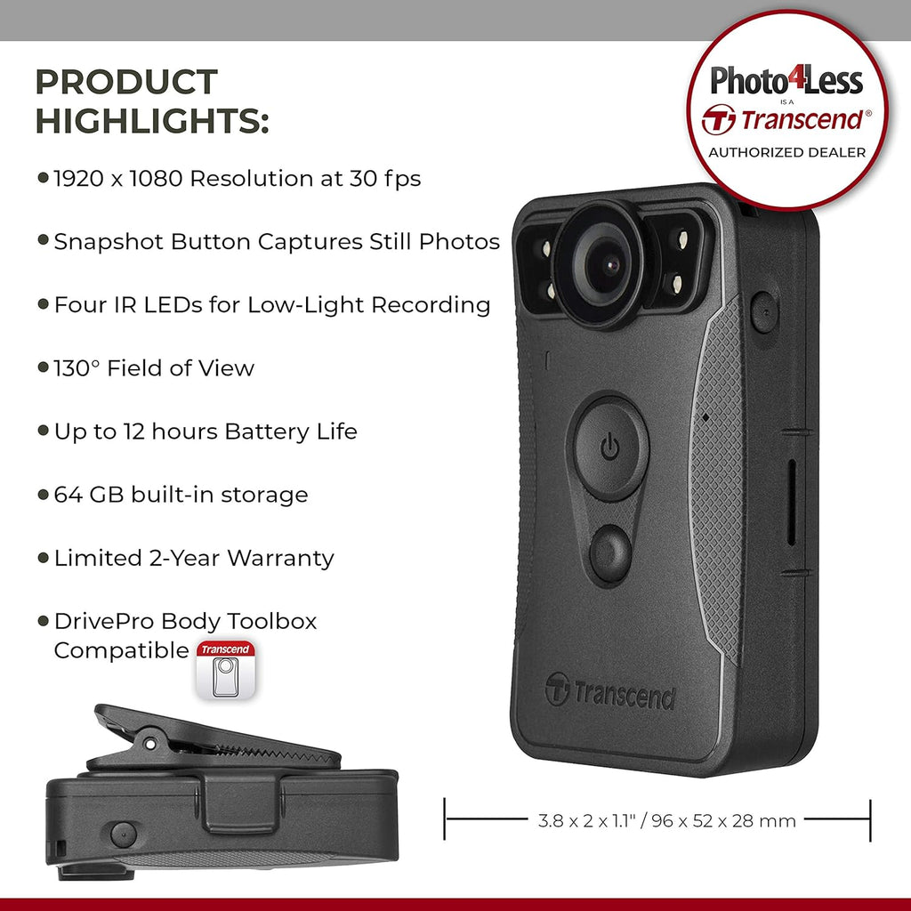 1080p HD Wi-Fi Body Camera with Compact Case D414970