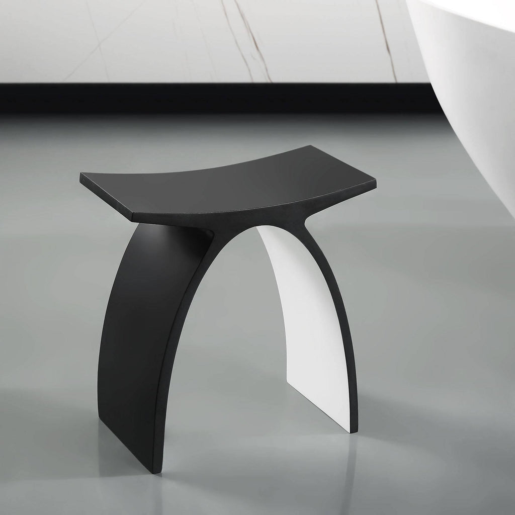 Black Matte & White Arched Solid Surface Resin Bathroom Stool C4585