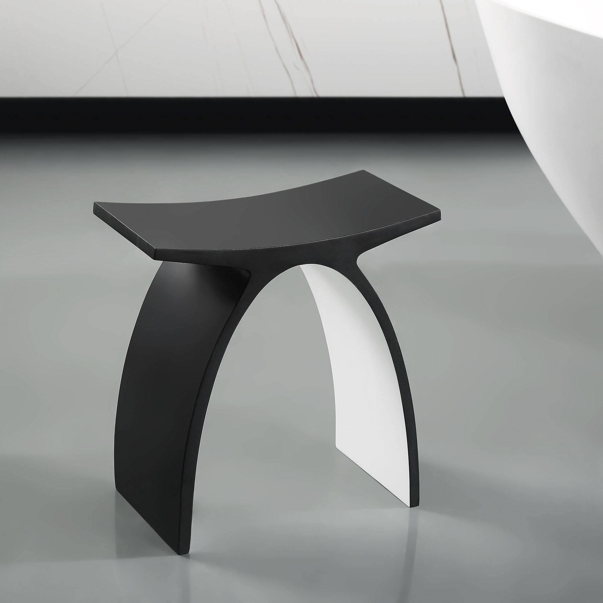 Black Matte & White Arched Solid Surface Resin Bathroom Stool C4585