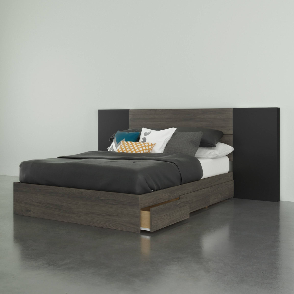 3 Piece Full Size Bedroom Set Bark Grey and Black H14599