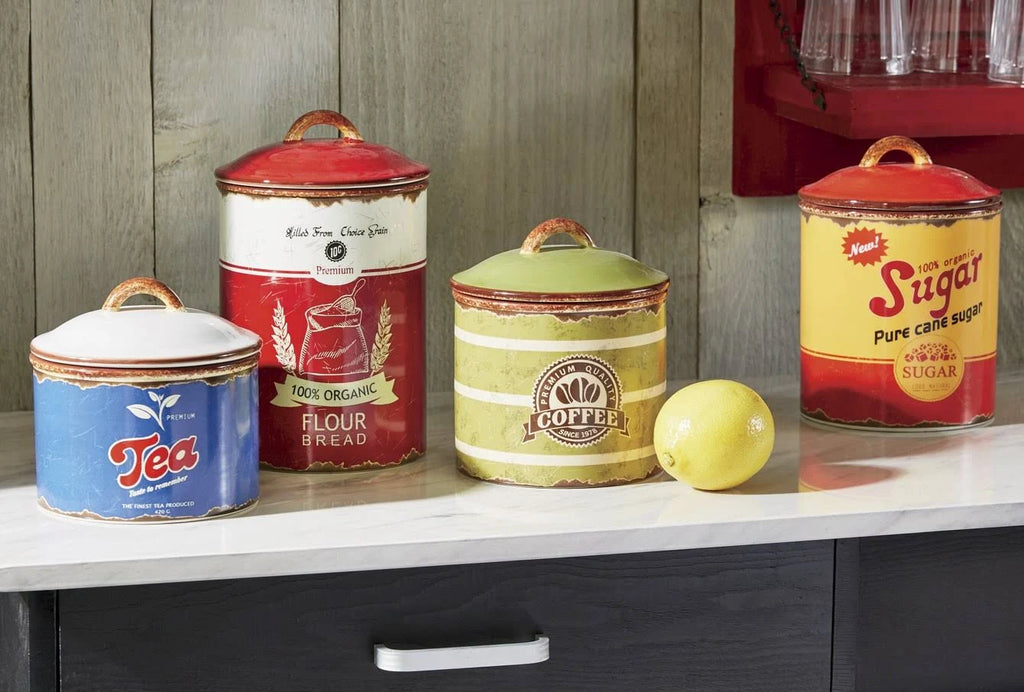 Red Ceramic Canisters Set of 4 Q515