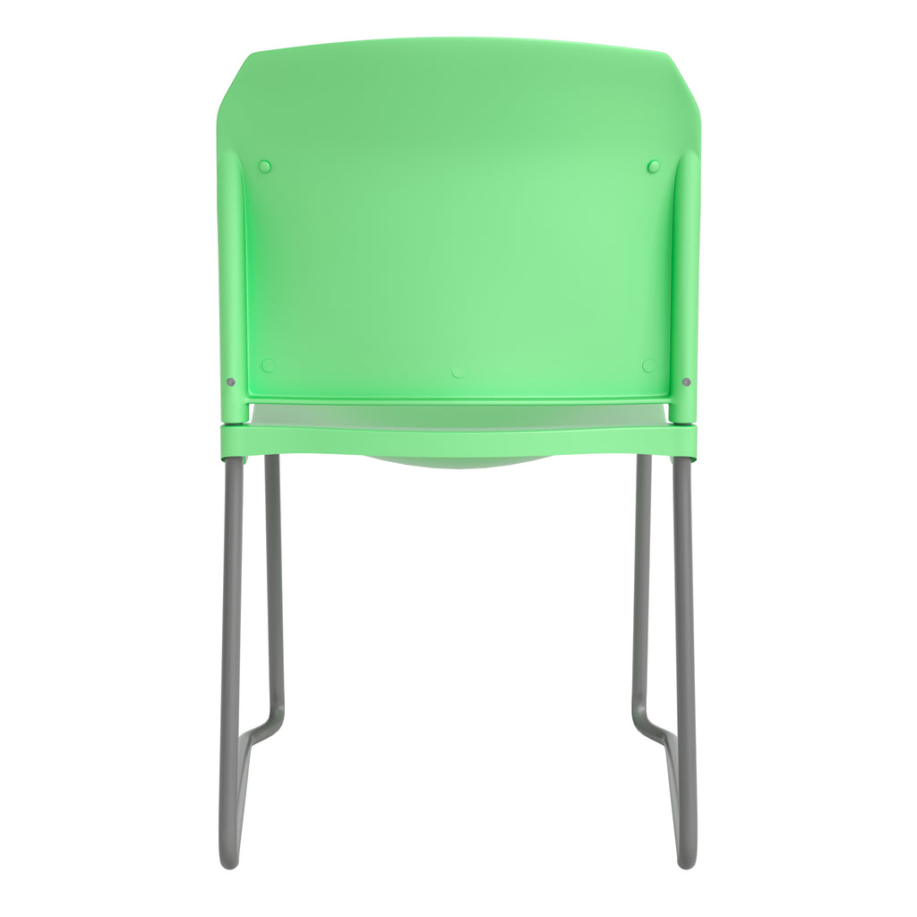 Green Full Back Contoured Stack Chair with Gray Sled Base L4348