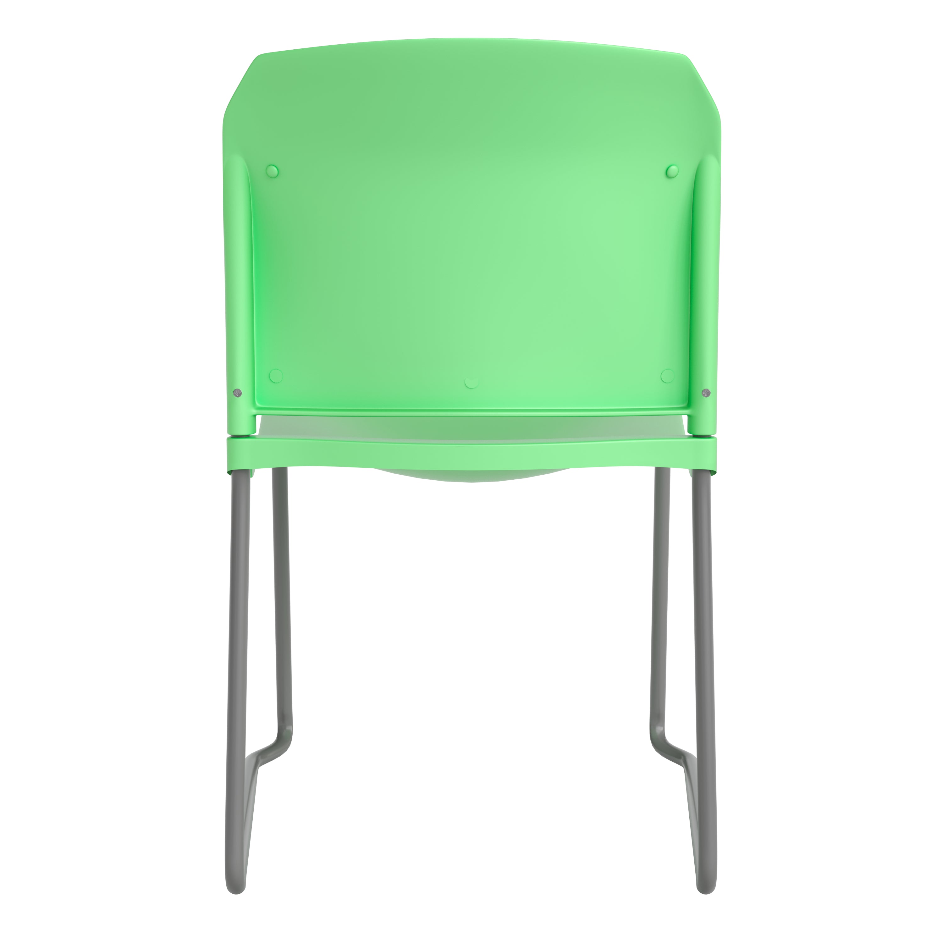 Green Full Back Contoured Stack Chair with Gray Sled Base L4348