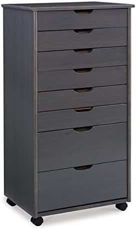 Gray Eight Drawer Wood Rolling Storage Cart J60981