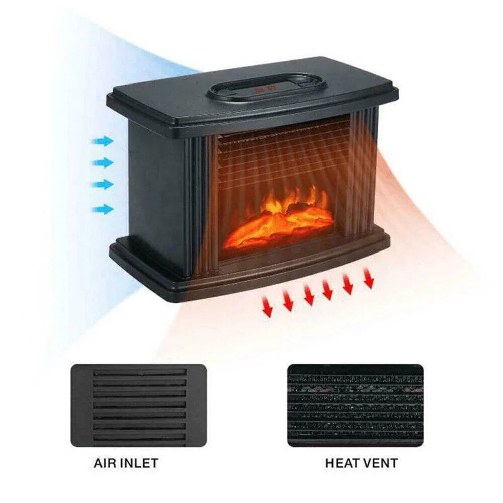 3D Electric Fireplace, 1000W Small Air Heater W164654