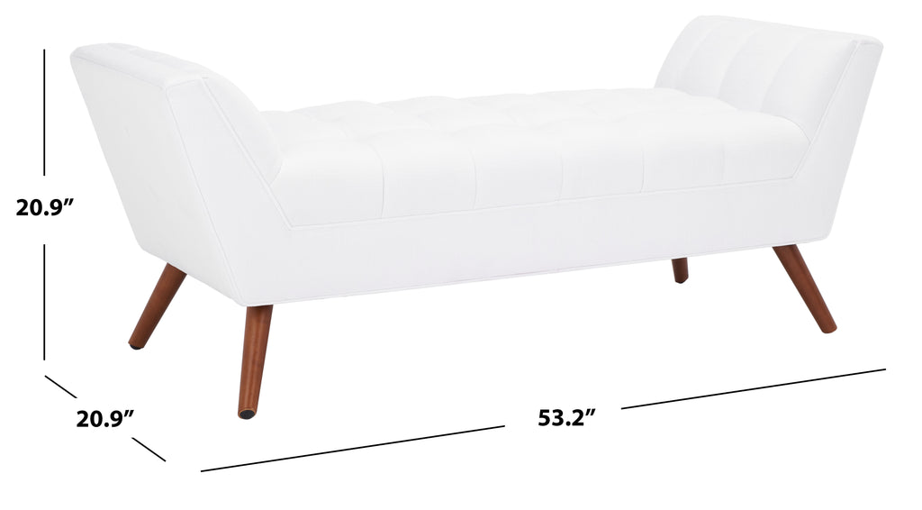 White Solid Tufted Linen Bench W7896