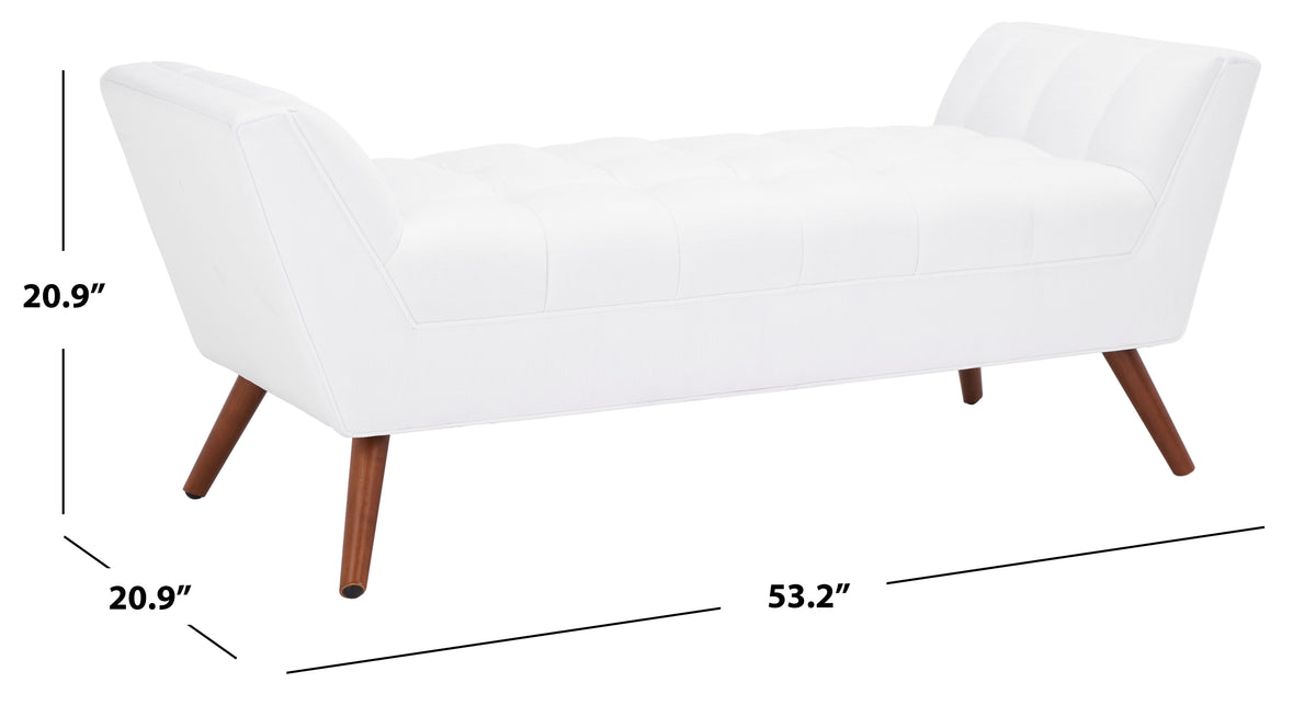 White Solid Tufted Linen Bench W7896