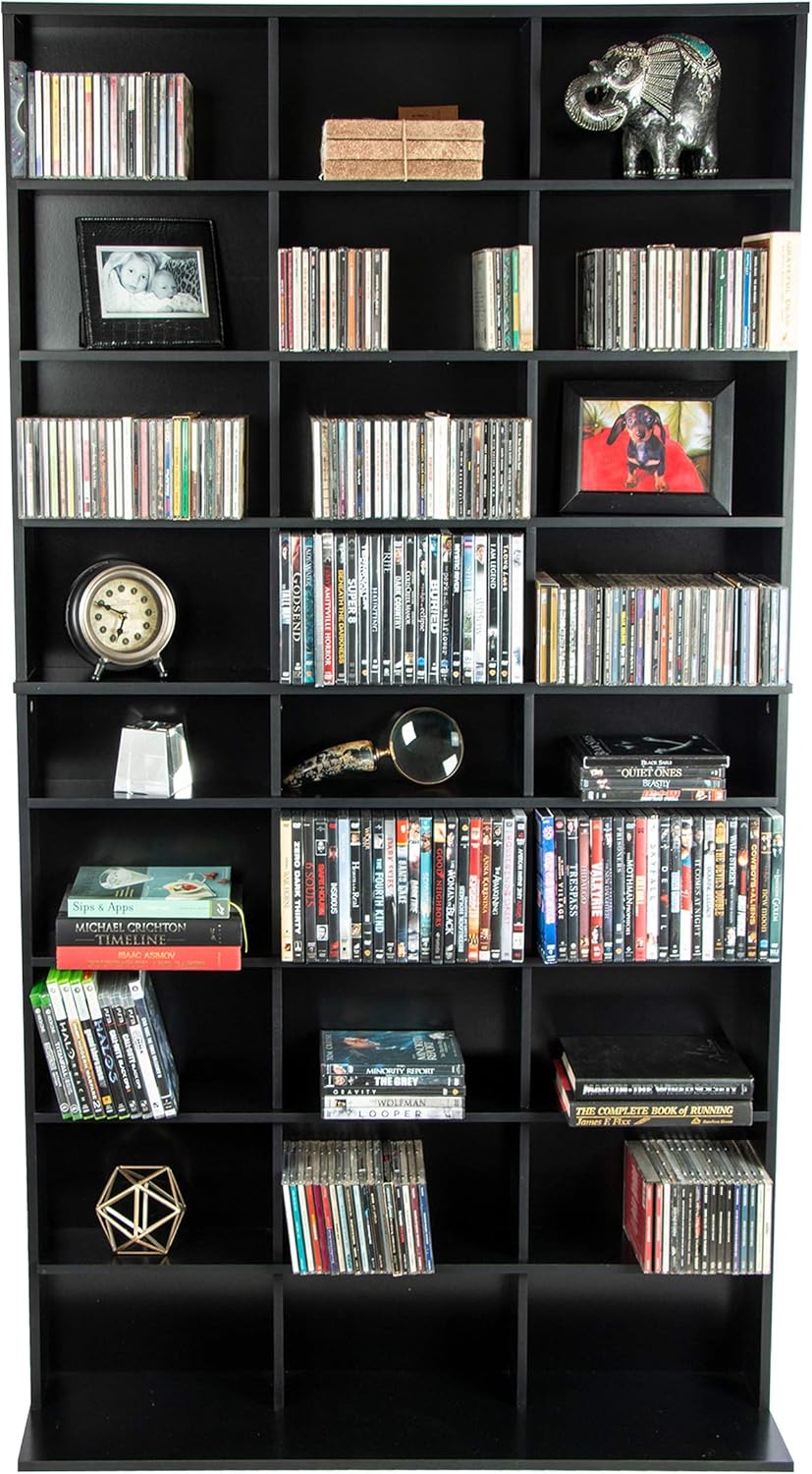 Black Media Storage Tower Cabinet O4065